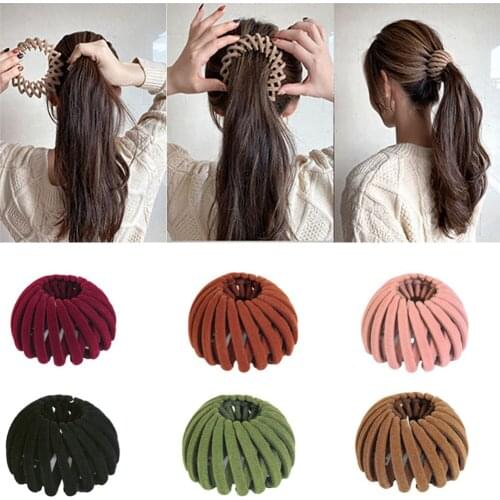 Bird Nest Bun Maker Hair Claw Expanding Velvet Hair Accessories Fashion Buckle Hairpins Women New Ponytail Holder Headwear