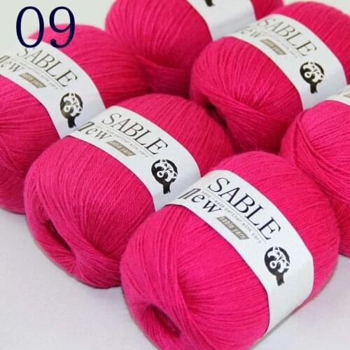 Sale 6*50gr Super Soft Pure Sable Cashmere Wrap Shawls Hand Knit Wool Crochet Yarn Magenta 243-09-6