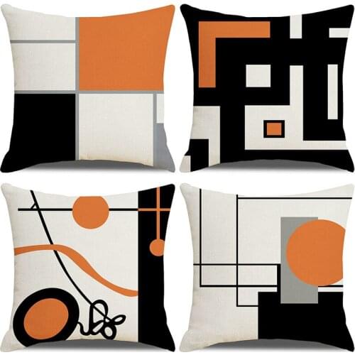 Multicolor Geometry Print Pillowcase Cushion Cover 45*45 Sofa Cushions Pillow Cases Cotton Linen Home Decor Pillow Covers KD0702