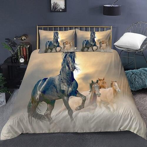 2/3pcs Domineering Galloping Horse Pattern Printed Duvet Cover for Bedroom Quilt Covers Bedding Sets with Pillowcase Home Decor