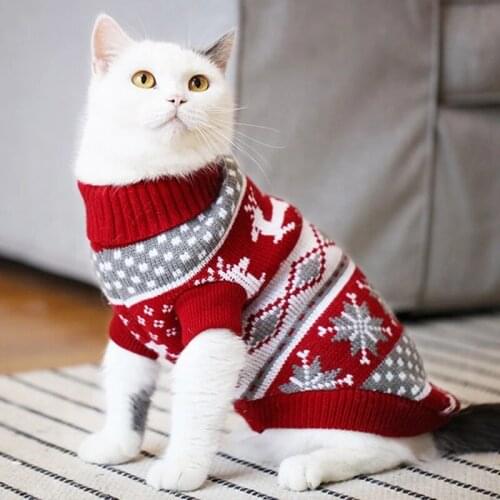 Christmas Pet Cat Small Dog Puppy Sweater Pullover Winter Clothes Jacket woolen pullover