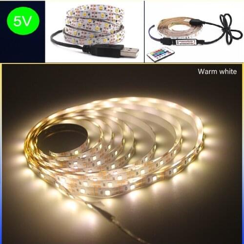 5V USB LED Strip Light 1M 2M 3M 4M 5M Warm White / White/ RGB 2835 TV Background Lighting Decoracion Fairy Lights 24 Key Control