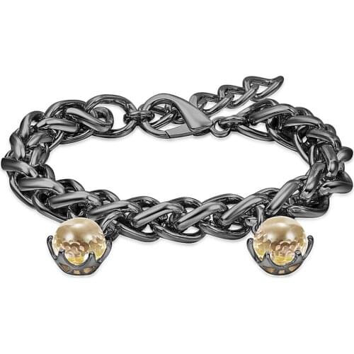 Thick Weaving Cuban Chain Bracelet for Women Hot Selling Special Cut Brown CZ Thanks Giving Jewelry wb1238br