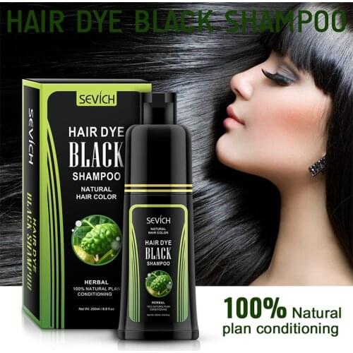 Sevich Herbal 250ml Natural Plant Conditioning Hair dye Black Shampoo Fast Dye White Grey Hair Removal Dye Coloring Black Hair