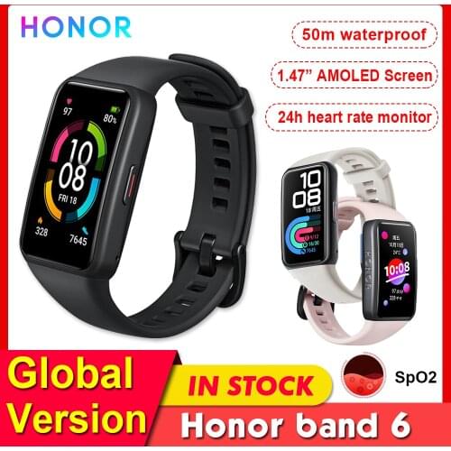 Global Version Honor Band 6 AMOLED Screen Smartes Watch Heart Rate/Blood Oxygen Monitor Smartwatches Waterproof Smart Bracelet