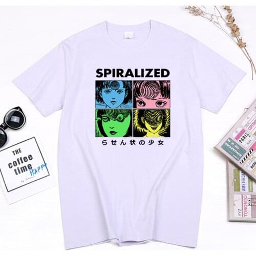 Horrible Manga Junji Ito Printed Tshirt Spiralized Girl Graphic I Love Tomie Tops Cotton Short Sleeve T-shirt Unisex Camisetas