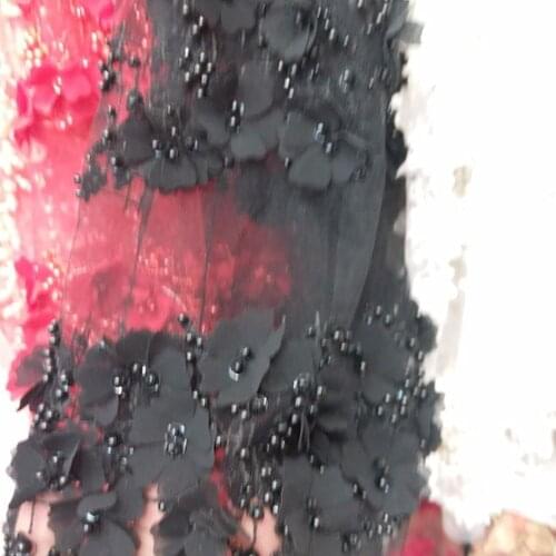 Top quality new design 3d flowers black swiss voile lace /african swiss lace fabric 5yards one piece for wedding