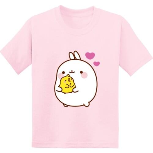 Molang and Piupiu Funny Kids T Shirt Cute Rabbit Molang Bunny Children Clothes Baby Girls Summer Short Sleeve T-Shirt,GKT5217