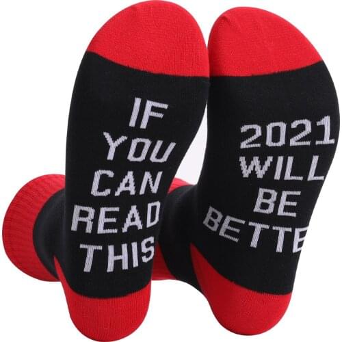 1 Pair Funny Socks Comfort Socks - If You Can Read This - 2021 New Novelty Dress Cotton Socks For Men Women Boys