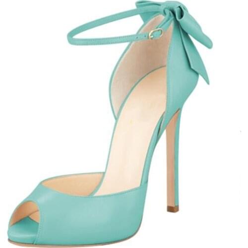 Shofoo shoes new versatile womens straight line bow high-heeled sandals with a heel height of about 9cm