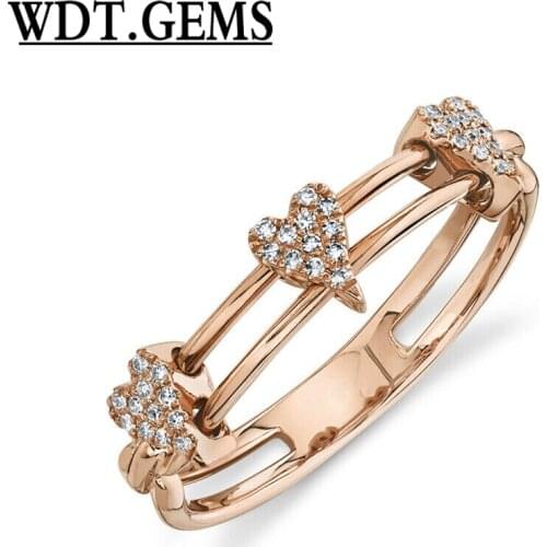 10K Yellow Gold Diamond Heart Ring 2 Band Statement Fashion Womens Round Natural