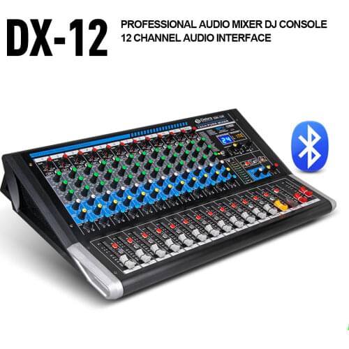 Debra Audio DX-12 12-Channel Audio Mixer dj controller Sound Board with 24 DSP Effect USB Bluetooth XLR Jack Aux Input