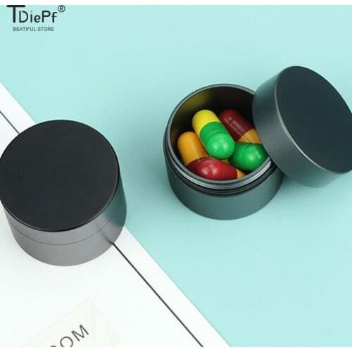 1pcs Round Mini Waterproof Aluminium Alloy Sealing Bottle Outdoor EDC Survival Pill Box Container Casule Pill Bottle Tank Case