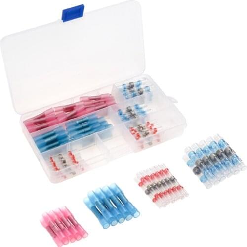 100Pcs Heat Shrink Waterproof Electrical Wire Butt Connectors Splice Cable Crimp Terminals + Soldering Connectors kit