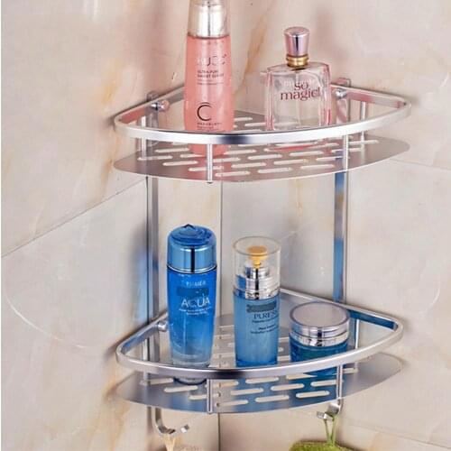 2/3 Layer Triangular Space Aluminum Bathroom Shelf Bathroom Corner Bath Rack Storage Holder Shampoo Soap Cosmetic Shelves