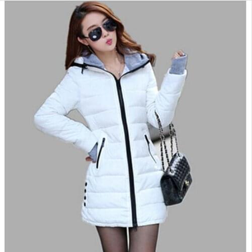 2018 new women winter down cotton jacket women Zipper hooded slim long down jacket medium-long down cotton plus size coat AE272