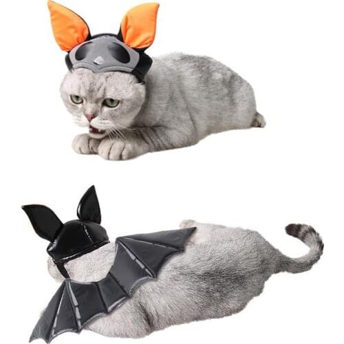 2019 New Halloween Pet Dog Costumes Bat Wings Vampire Black Cute Fancy Dress Up Halloween Pet Dog Cat Costume