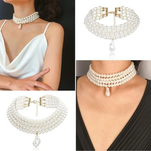 2021 Fashion Retro Imitation Pearl Multilayer Necklace Necklace Lady Pearl Necklace Wedding Jewelry Gift Wholesale