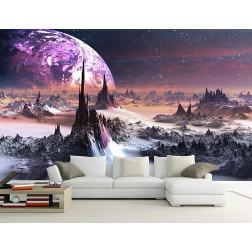 3d wallpaper custom mural non-woven 3d room wallpaper Fantasy universe star TV setting wall and mountains wallpaper for walls 3d