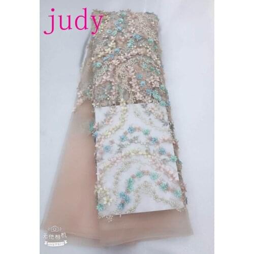 6 colors mixed color embroidery mesh 3D flower beads new style fabric luxury French style used for the wedding dress fashion