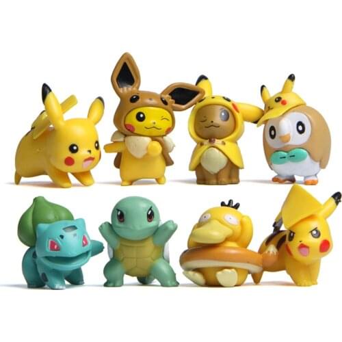8pcs/lot TAKARA TOMY Pokemon Pikachu Action Figures Model Cute Anime Bulbasaur Squirtle PVC Anime Figure Toys Kids Gifts