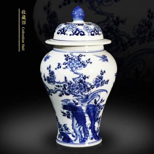 Jingdezhen Antique vase Hand-painted Blue And White Porcelain Vases Flowers And Birds porcelain ceramic vase temple jar