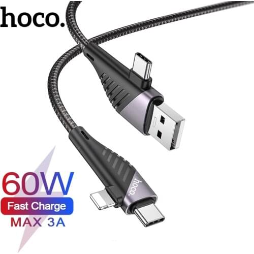 Hoco 4 in 1 USB TypeC Cable PD20W Charger For iPhone 11 12 Fast Charging PD60W Nylone Mobile Phone Cable For iPad Machook Tablet