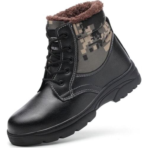 Construction Mens Outdoor Warm Steel Toe Cap Work Boots Shoes Men Camouflage Puncture Proof Safety Shoes Mens Winter Boots 36-46