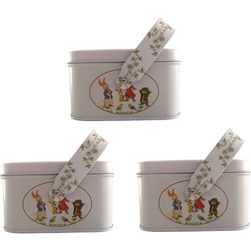 3pcs Easter Theme Decorative Tinplate Box Gift Packing Case Candy Case Tote Tin Box Cookie Cookie Easter Tinplate Packaging