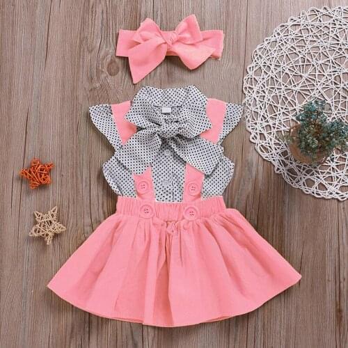 INS Childrens Clothing 2021 New Girls Summer Suit European and American Polka Dot Shirt + Strap Skirt Two-piece Set