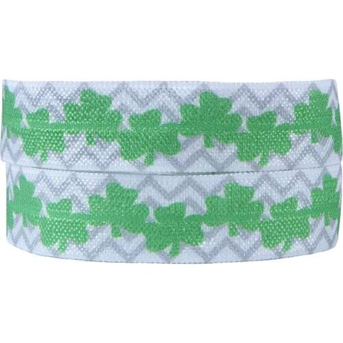 FLRA FOE (100yards/lot) New shamrock printing fold over elastic hairband