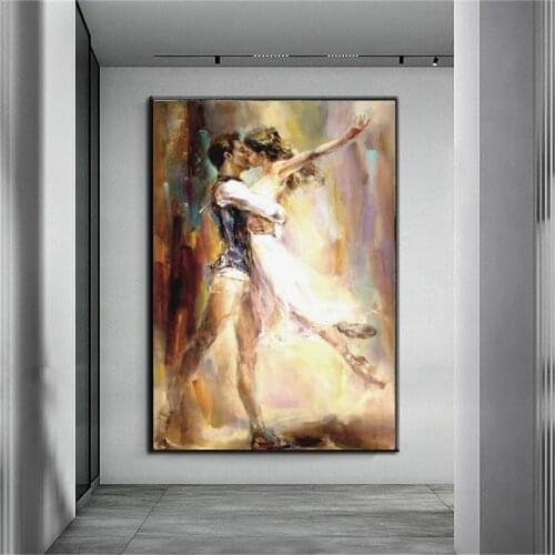Gustav hand-painted oil painting ballet artists elegant dance steps canvas painting art painting wedding decoration painting