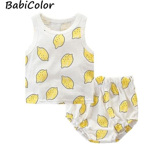 Summer Baby Clothes Set Infant Sleevless Fruits Style Boy Girl Clothing Set Newborn Cotton Clothing Outfit Brand Clothes