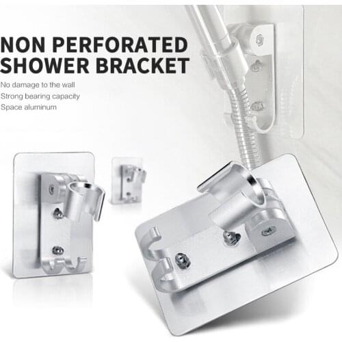 Space Aluminum Shower Holder Metal Adjustable Self-adhesive Suction Up Wall Mounted Bathroom Shower Head Mounting Brackets