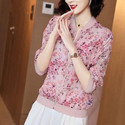 Summer Baseball Jacket New Fashion Long Sleeve Floral Print Zipper Cardigan 2021 Casual Thin Outwear Coat 5XL Plus Size