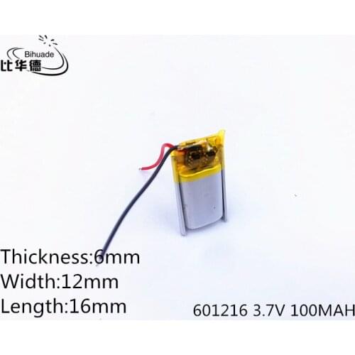 Li-po 3.7V 100mAh 601216 Lithium Polymer Li-Po li ion Rechargeable Battery cells For Mp3 MP4 MP5 GPS