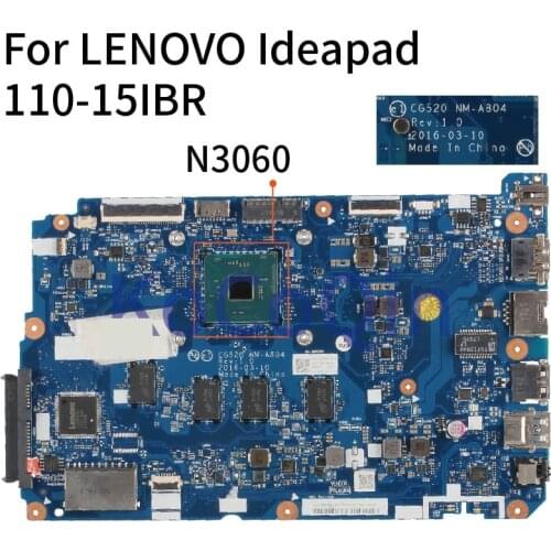 KoCoQin Laptop motherboard For LENOVO Ideapad 110-15IBR N3060 Mainboard NM-A804 SR2KN with 8GB RAM DDR3