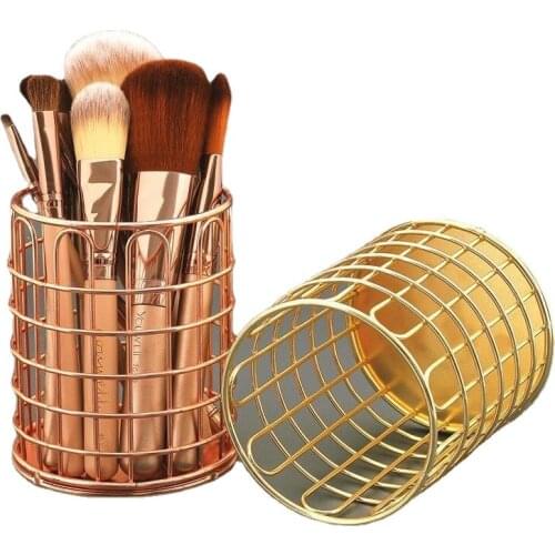 Women Metal Makeup Cosmetic Brush Storage Box Lipstick Pencil Cup Holders Organizer Iron Storage Buckets for Home,Work,School