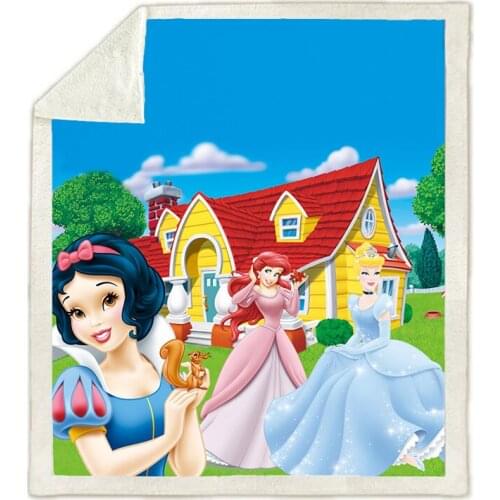 Disney Snow White Belle Princess Patterned Comfortable Soft Blanket Flower Cartoon 3D Blanket Children Girls Sofa Bedding