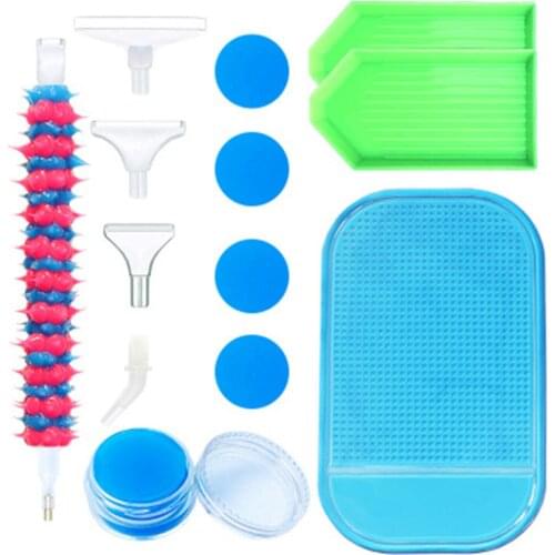 Huacan Diamond Painting Set Tool Accessories Diy Diamond Embroidery Mosaic Point Drill Pen Tray Non-slip Mat Glue Random Color