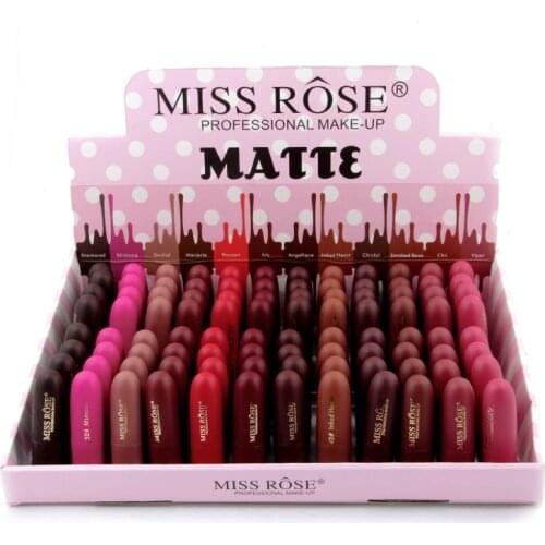 48PCS/LOT Miss Rose Natural Lipstick Waterproof Makeup Lip Matte Lip Stick Cosmetics Sexy Red Lip Tint Nude Lipstick Matte Batom