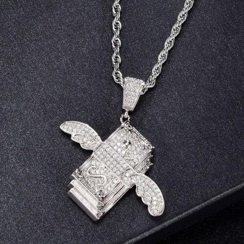 US7 Iced Zircon Purse Pendant Necklace With Rope Chain Women Hip hop Jewelry Gold Silver Color AAA CZ Pendant Necklace For Women