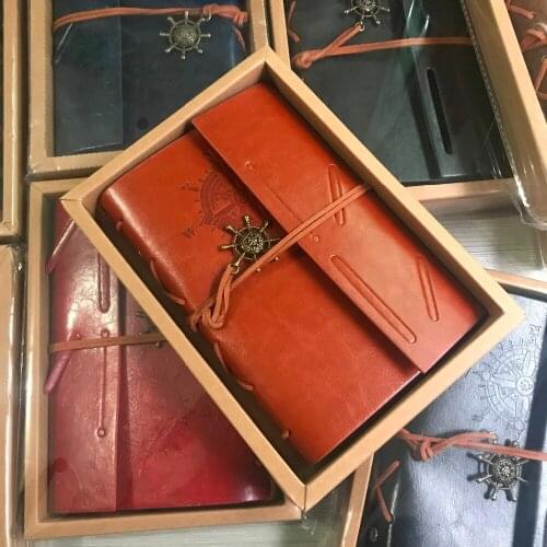 Pirate Diary Travel Journal Notebook Retro Anchor Faux Leather Cover Notepad Traveler Book Vintage Diary Blank String Spiral