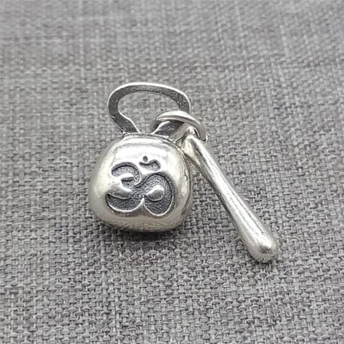 3 Pieces 925 Sterling Silver OM Charms Lotus Design for Yoga Meditation Bracelet