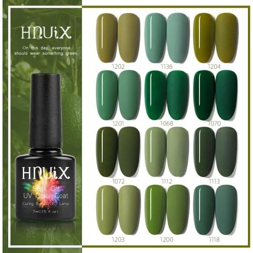 7ml HNUIXTop Coat UV Nail Polish Matte Color Gel Nail Polish Dissolvable Green Series Nail Paint Semi-Permanent Manicure Gel