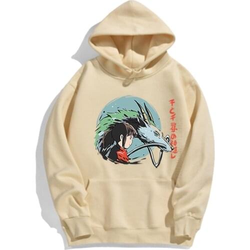 Pullovers Spirited Away Japan Anime Printed Male Hoodie Vintage Hip Hop Pullover Mens Daily Casual Oversized Clothing Man