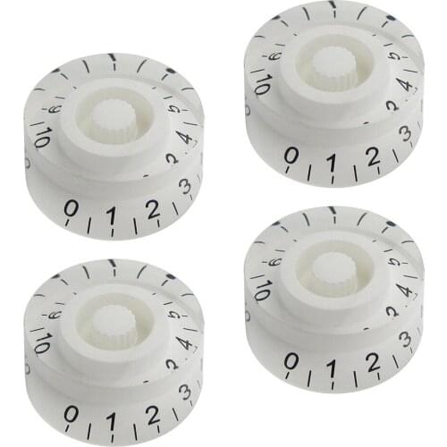 FLEOR 4pcs White Volume Tone Speed Control Knobs Replacement For LP Style Electric Guitar Bass Parts