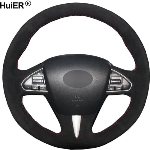 Hand Sewing Car Steering Wheel Cover Suede For Infiniti Q50 2014 2015 2016 2017 QX50 2015 2016 2017 Auto Volant Car Accessories