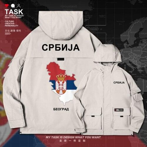 Serbia Serbian Serbs SRB men jacket hooded map nation flag coat fashion long sleeve trench coat men printed top autumn clothes