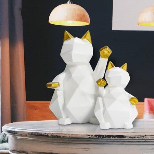 Nordic Minimalist Geometric Lucky Cat Craft Decoration Office Soft Home Wine Cabinet Porch Decoration Home Accessories